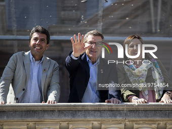 President of PP party Alberto Nunez Feijoo (C) during ' La Macleta ' at City hall of Valencia. In Valencia, on March  16, 2023.  by Jose Miguel Fernandez/NurPhoto