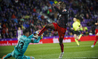 Nico Williams of Athletic Club in action with Sergio Asenjo of Real Valladolid during the...