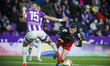 Oihan Sancet of Athletic Club in action with Jawad El Yamiq of Real Valladolid during the...