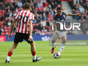 Luton Town's Cody Drameh crosses the ball during the Sky Bet Championship match between Sunderland and Luton Town at the Stadium Of Light, S...