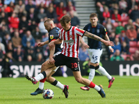 Sunderland's Jack Clarke takes on Luton Town's Allan Campbell during the Sky Bet Championship match between Sunderland and Luton Town at the...