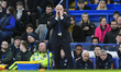 Everton manager Sean Dyche shouts instructions to his players during the Premier League ma...
