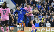 Michael Keane of Everton contests a header with Christian Pulisic of Chelsea during the Pr...
