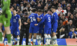 Joao Felix of Chelsea celebrates with his teammates after scoring his team's first goal du...