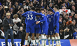 Joao Felix of Chelsea celebrates with his teammates after scoring his team's first goal du...