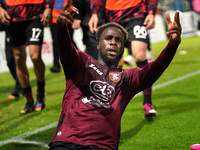 Boulaye Dia of Us Salernitana celebrate the goal during the  Serie A match between Us Salernitana 1919 and Bologna Fc on March 18, 2023 stad...