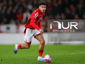 Morgan Gibbs-White of Nottingham Forest looking for options during the Premier League match between Nottingham Forest and Newcastle United a...