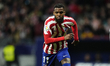 Thomas Lemar attacking midfield of Atletico de Madrid and France celebrates after scoring...