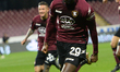 Boulaye Dia of US Salernitana  rejoice afer scoring a goal of 2-1  during the Serie A matc...