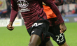 Boulaye Dia of US Salernitana  rejoice afer scoring a goal of 2-1  during the Serie A matc...