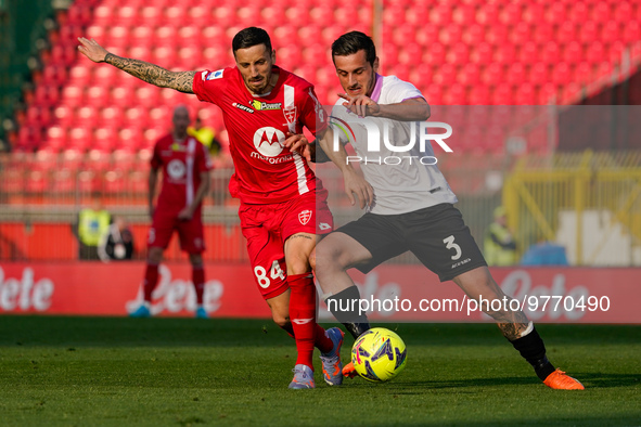 Patrick Ciurria (#84 AC Monza) and Emanuele Valeri (#3 Cremonese) during AC Monza against US Cremonese, Serie A, at U-Power Stadium in Monza... by Alessio Morgese/NurPhoto