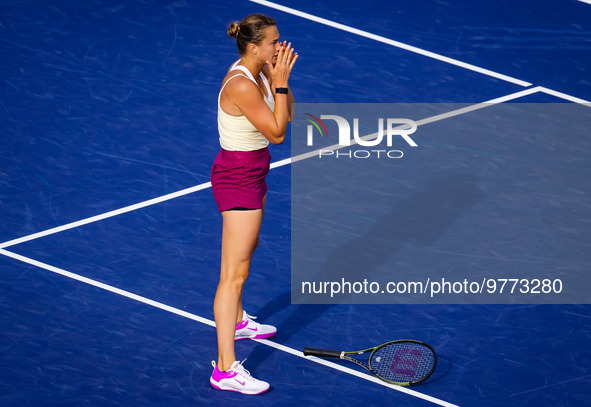 Aryna Sabalenka of Belarus in action against Maria Sakkari of Greece during the semi-final of the 2023 BNP Paribas Open, WTA 1000 tennis tou... by Rob Prange/DPPI/LiveMedia/NurPhoto