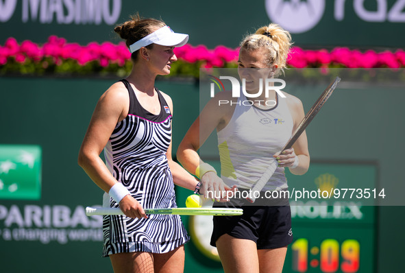 Barbora Krejcikova of the Czech Republic &amp; Katerina Siniakova of the Czech Republic in action during the doubles semi-final of the 2023... by Rob Prange/DPPI/LiveMedia/NurPhoto