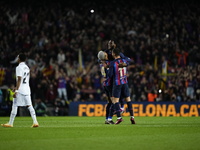 Franck Kessie central midfield of Barcelona and Cote d'Ivoire celebrates victory after the La Liga Santander match between FC Barcelona and...