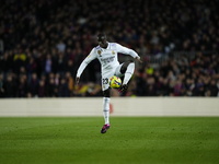 Ferland Mendy left-back of Real Madrid and France controls the ball during the La Liga Santander match between FC Barcelona and Real Madrid...