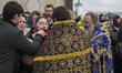 Vicar of the Kyiv-Pechersk Lavra Pavlo (R)  attend a service led by Metropolitan Onufriy,...