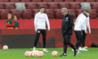 Robert Lewandowski , Fernando Santos during ofifcial training before Poland vs Albania mat...