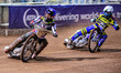 Tom Brennan  (Blue) leads Jack Holder  (White) during the SGB Premiership match between Be...