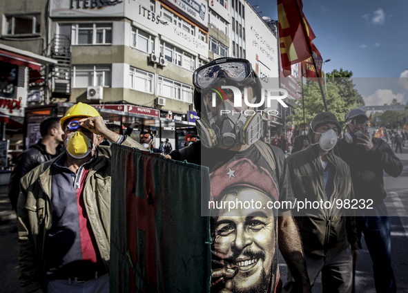 (Largest File Version) - Turkish protestors during clashes with riot police who prevent demonstrators from reaching Taksim Square in Istanbu...