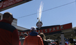 Fireworks are set off as people arrive at Nationals Park stadium in Washington, D.C. on Ma...