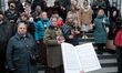KYIV, UKRAINE - MARCH 31, 2023 - Supporters of the Ukrainian Orthodox Church of the Moscow...