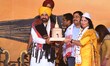  Punjab CM Bhagwant Mann being feliciated during the party's 'Samkalpa Sabha', in Guwahati...