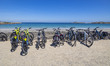 Daily life at the sea during a blue sky day at Pembroke beach with many locals and tourist...
