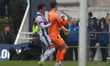 Hartlepool United's Daniel Dodds clashes with Swindon Town's Sol Brynn during the Sky Bet...