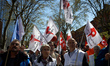 Members of the Human Rights League (LDH). More than 50 000 people protested for the 11th d...