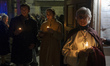 The public accompanies with candles the night procession known as the Procession of the Ho...