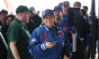 The New York Mets fans enter gates prior to the baseball game against the Miami Marlins at...
