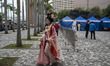 A women dress in traditional Han dress in Tsim Sha Tusi  on April 8, 2023 in Hong Kong, Ch...