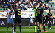 Palermo's Edoardo Soleri got Yellow card during the Italian Serie BKT soccer match Venezia...