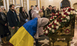 Priests and parishioners of the Orthodox Church of Ukraine during the Orthodox Easter serv...