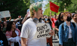 Students protest at the George Washington University in Washington, D.C. on April 17, 2023...
