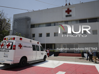 Mexican Red Cross Ambulance participates during the First National Drill 2023 in Mexico, on april 19, 2023, where it carried out a vertical...