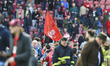Leyton Orient fans celebrating after the team won the league 2 title after the Sky Bet Lea...