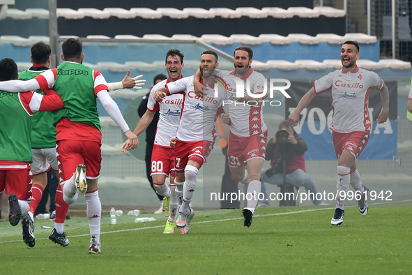 Mirko Antenucci (Bari) celebrates during the Italian soccer Serie B match AC Pisa vs SSC Bari on April 23, 2023 at the Arena Garibaldi in Pi...