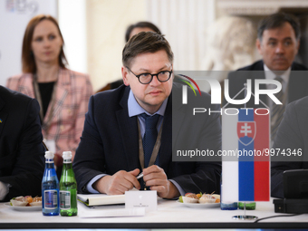 Defence Policy Director Vaidotas Urbelis of Lithuania is seen at the Bucharest Nine group meeting in Warsaw, Poland on 26 April, 2023. The B...