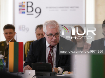 Minister of Defence of Lithuania Arvydas Anusauskas is seen at the Bucharest Nine group meeting in Warsaw, Poland on 26 April, 2023. The Buc...