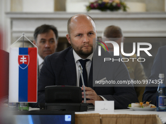 Minister of Defence of Slovakia Jaroslav Naď is seen at the Bucharest Nine group meeting in Warsaw, Poland on 26 April, 2023. The Bucharest...