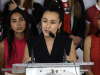 April 25, 2023, Mexico City, Mexico: Fernanda Pina, soccer player and activist, at a press conference, at the conclusion of the ''Gender Par...