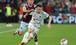 L-R West Ham United's Vladimir Coufal and Liverpool's Diogo Jota during English Premier Le...