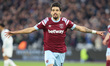 West Ham United's Lucas Paqueta celebrates his goal during English Premier League soccer m...