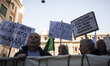 Italy, Rome: Small savers protest outside market regulator headquarter (Consob) in Rome on...